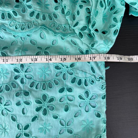 J Crew Dress Womens 4 Embroidered Eyelet Shift Scallop Hem Bell Sleeve Chic NEW - Picture 10 of 12